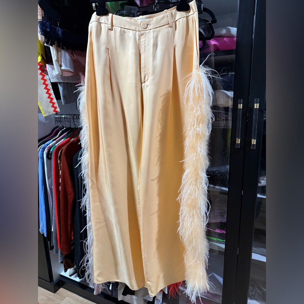 Lapointe silk and ostrich feather pants